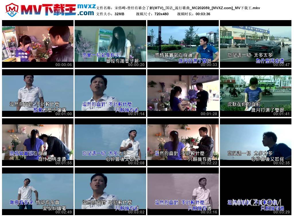 宋伟峰-曾经有谁会了解(MTV)_国语_流行歌曲_MC202059